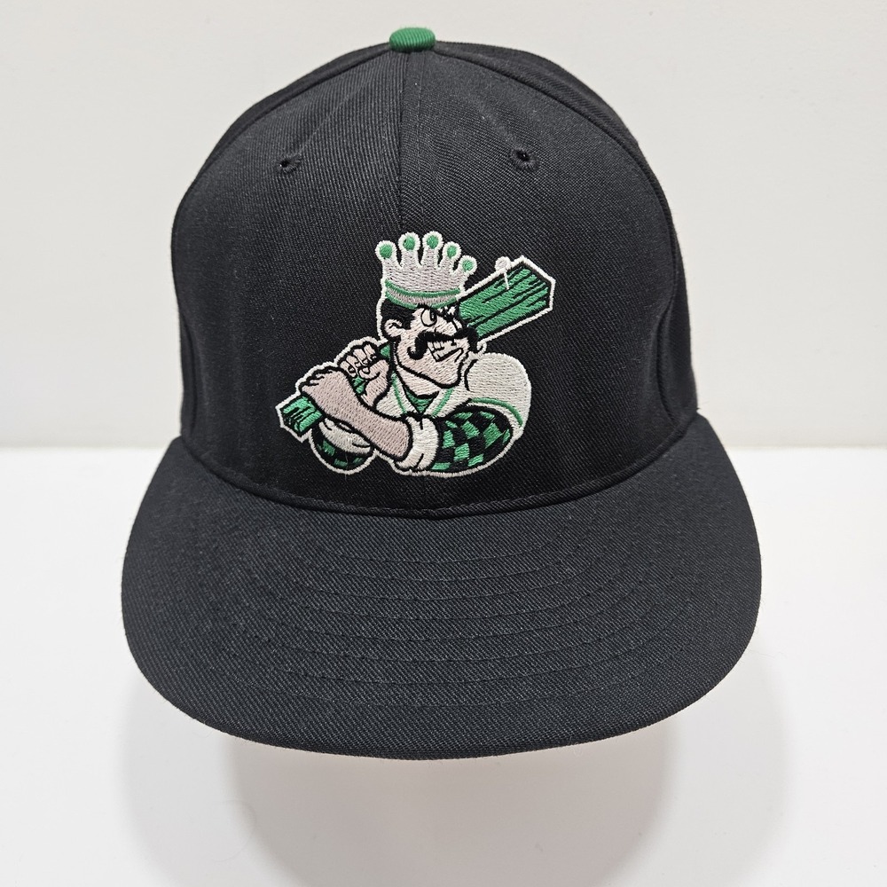 Vtg Clinton LumberKings Hat Fitted 7 3/4 Black Pro‎ Line MiLB Cap USA
